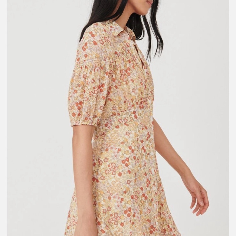 Free People Floral Mini Dress in Cream and Orange